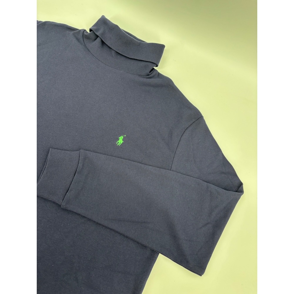 Polo Ralph Lauren Mens Navy Blue Cotton Turtleneck Long Sleeve Shirt Large